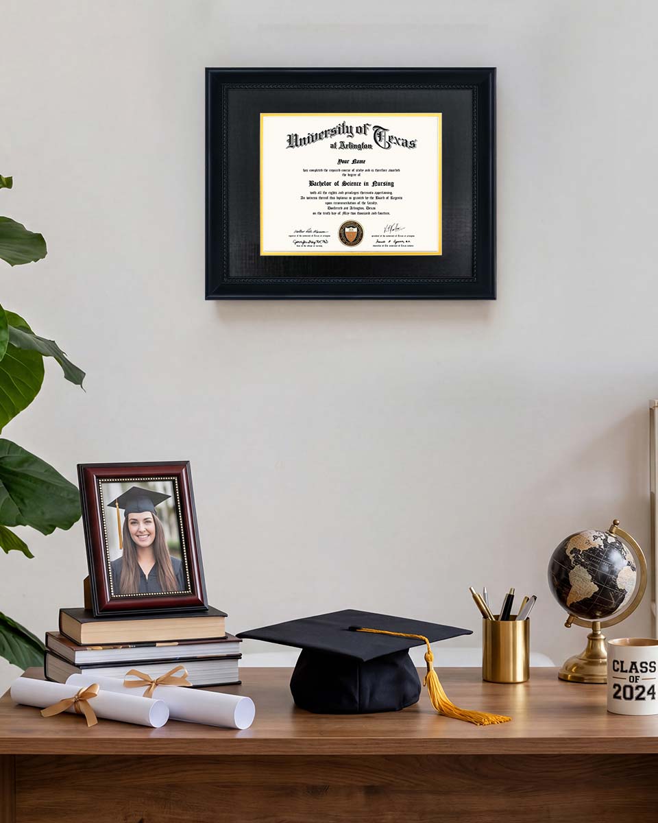 Certificate Solid Wood Frame with Intricate Black Rope Detail for 8*10 / 11*14