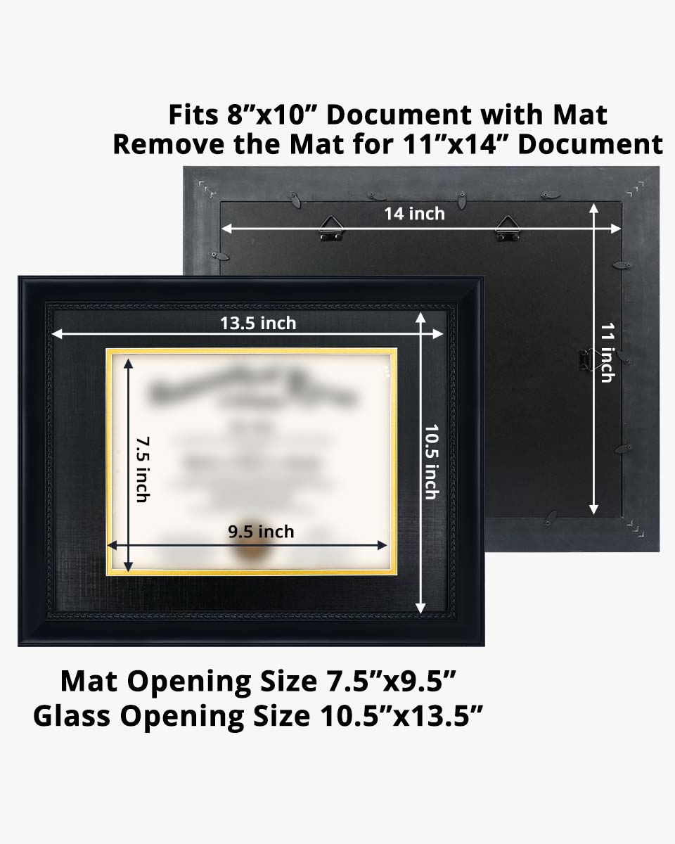 Certificate Solid Wood Frame with Intricate Black Rope Detail for 8*10 / 11*14