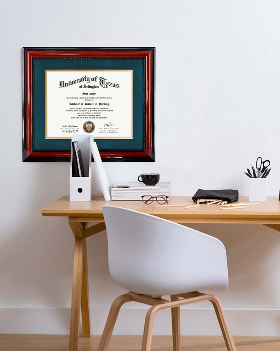 Certificate Solid Wood Frame with Intricate Black Rope Detail for 11"*14"/15"*18" - 10 Colors Available
