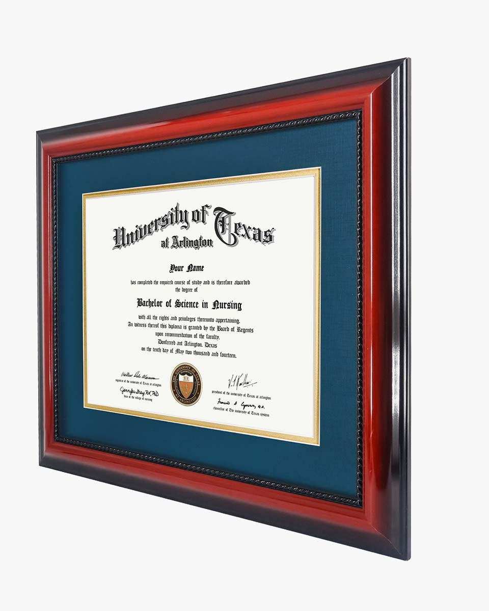 Certificate Solid Wood Frame with Intricate Black Rope Detail for 11"*14"/15"*18" - 10 Colors Available