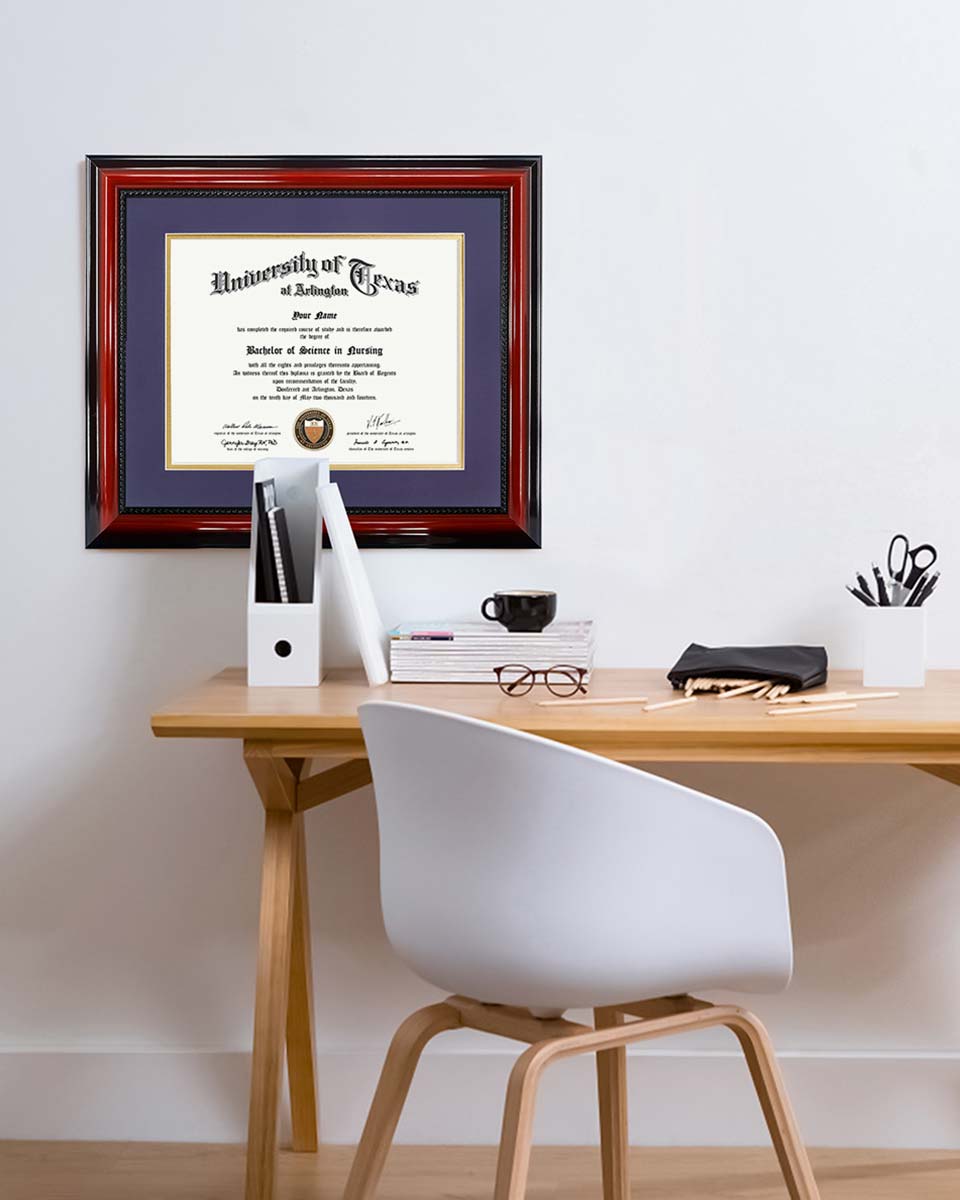 Certificate Solid Wood Frame with Intricate Black Rope Detail for 11"*14"/15"*18" - 10 Colors Available