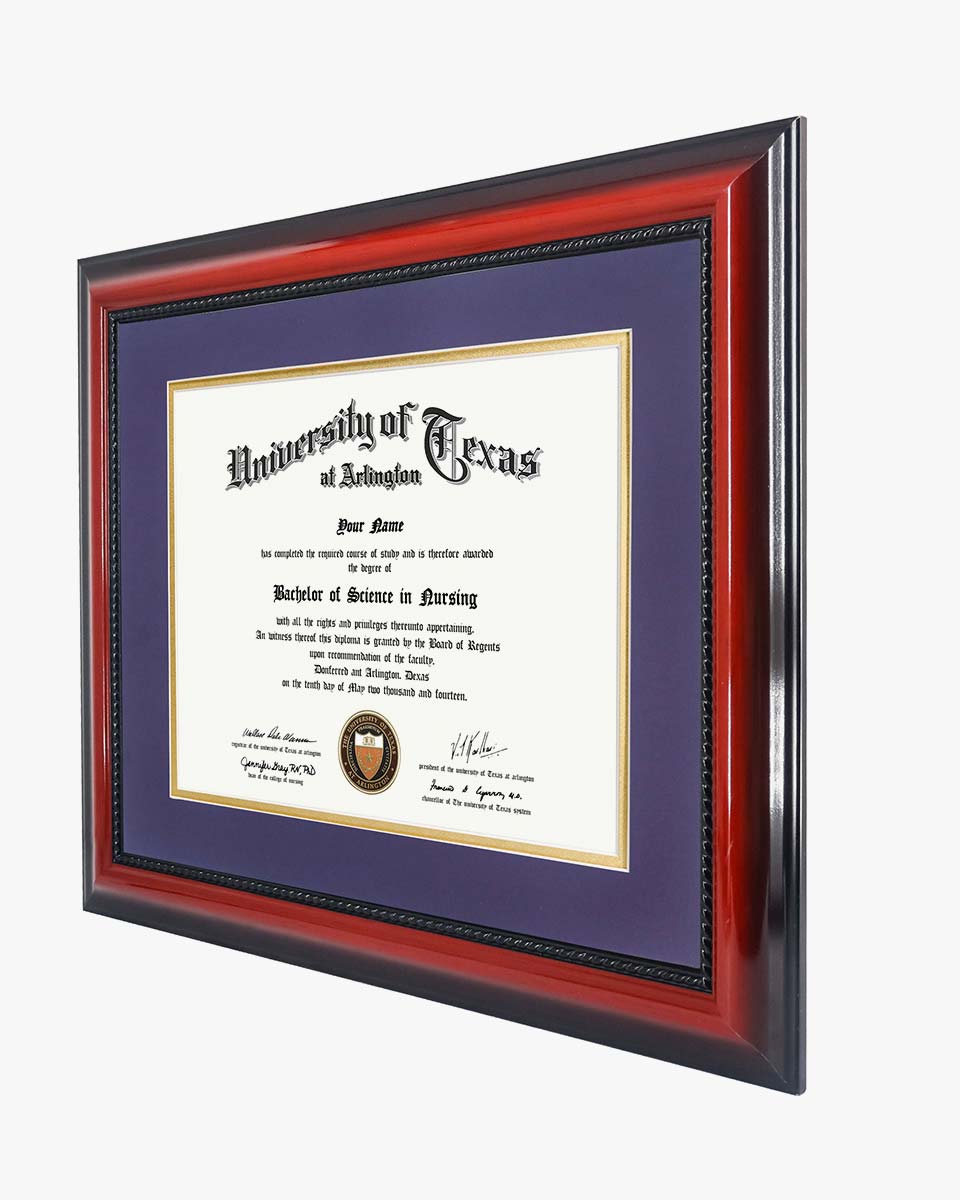 Certificate Solid Wood Frame with Intricate Black Rope Detail for 11"*14"/15"*18" - 10 Colors Available