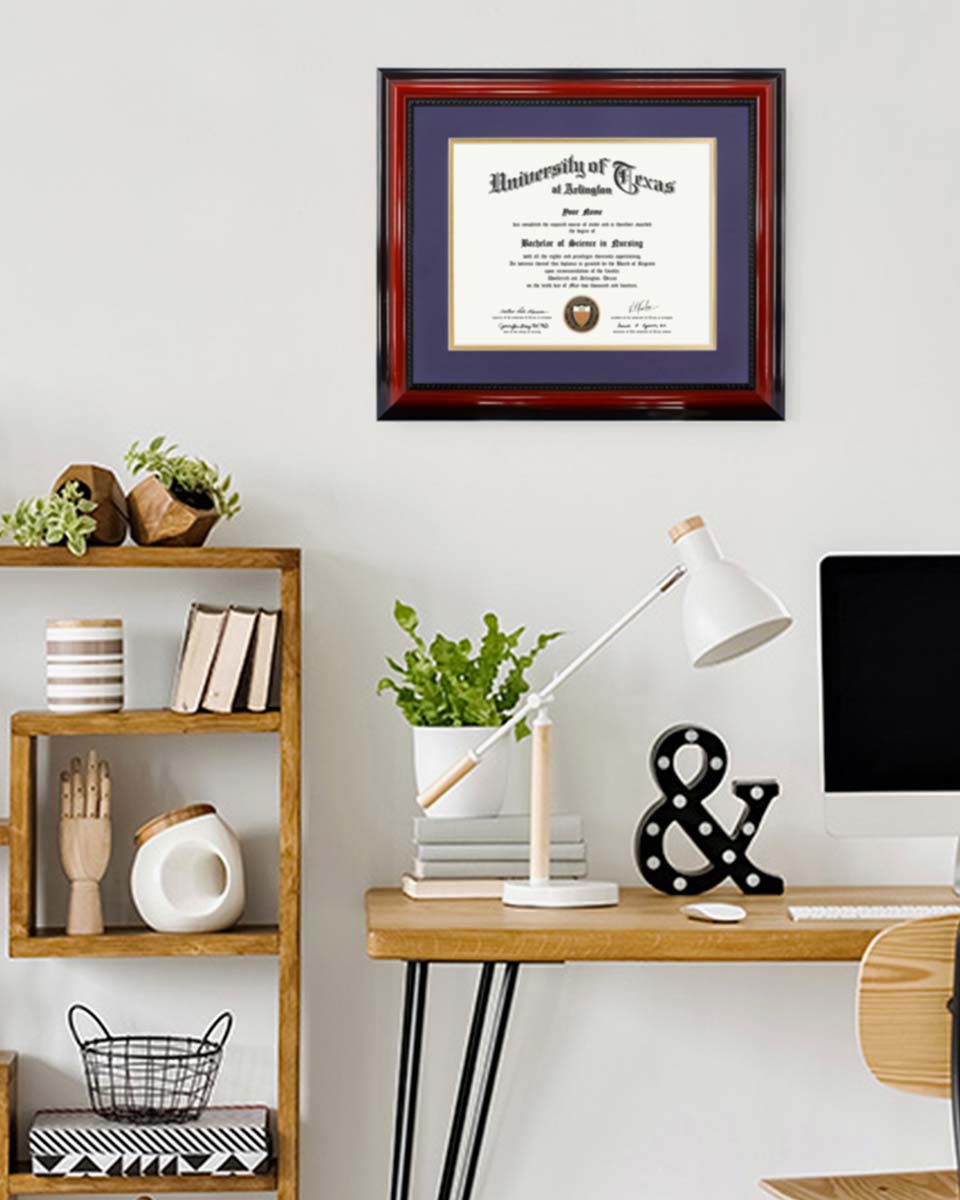 Certificate Solid Wood Frame with Intricate Black Rope Detail for 11"*14"/15"*18" - 10 Colors Available