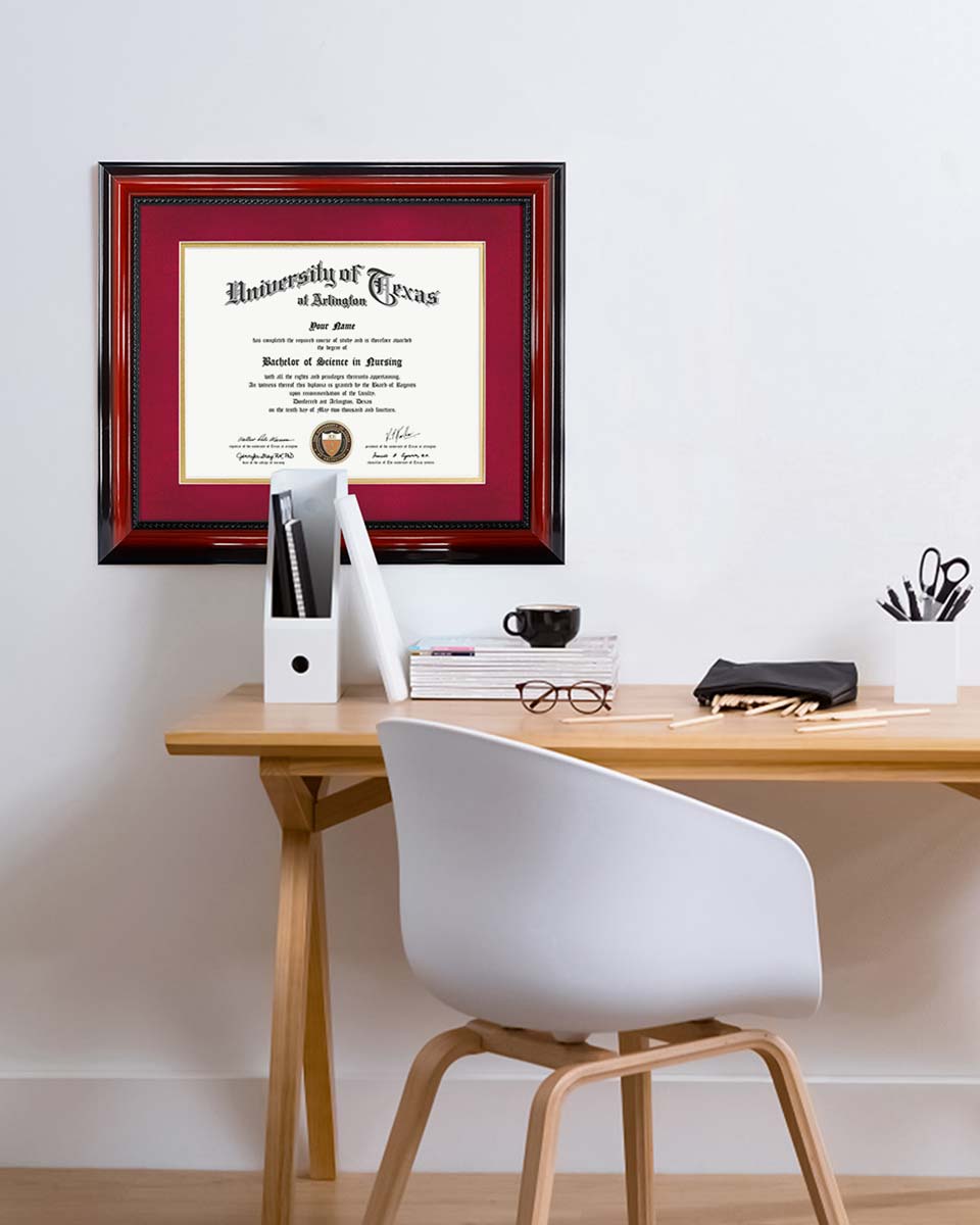 Certificate Solid Wood Frame with Intricate Black Rope Detail for 11"*14"/15"*18" - 10 Colors Available