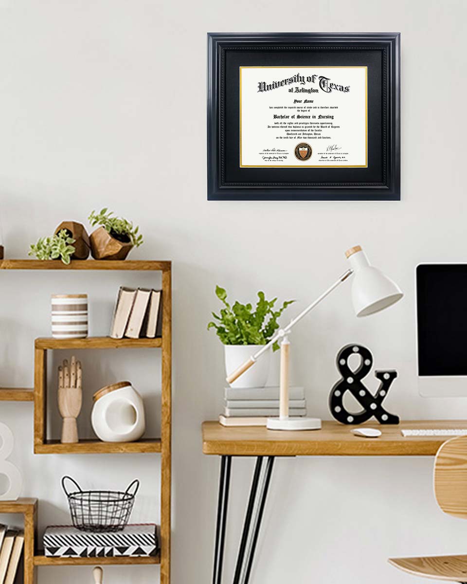 Certificate Solid Wood Frame with Intricate Black Rope Detail for 11"*14"/15"*18" - 10 Colors Available