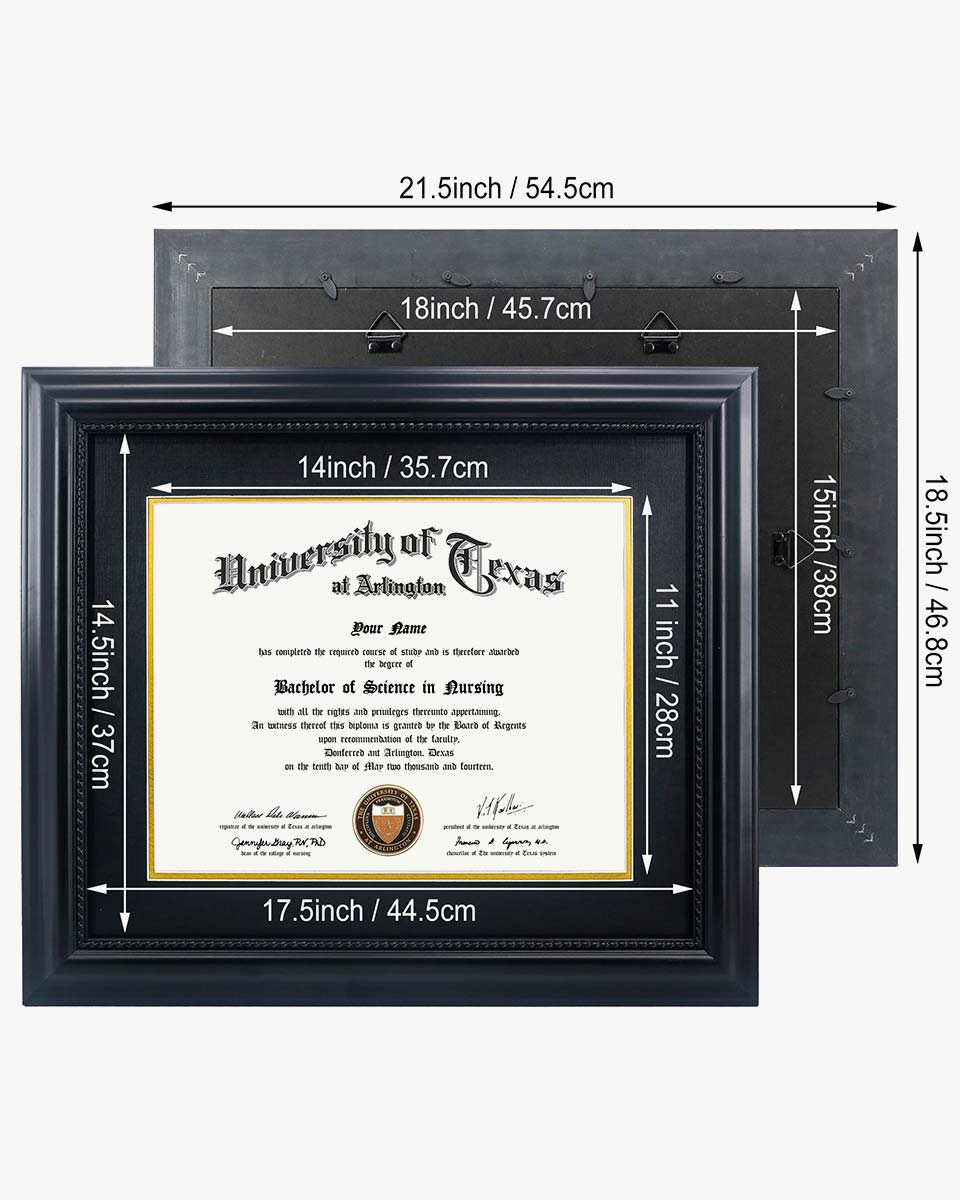 Certificate Solid Wood Frame with Intricate Black Rope Detail for 11"*14"/15"*18" - 10 Colors Available