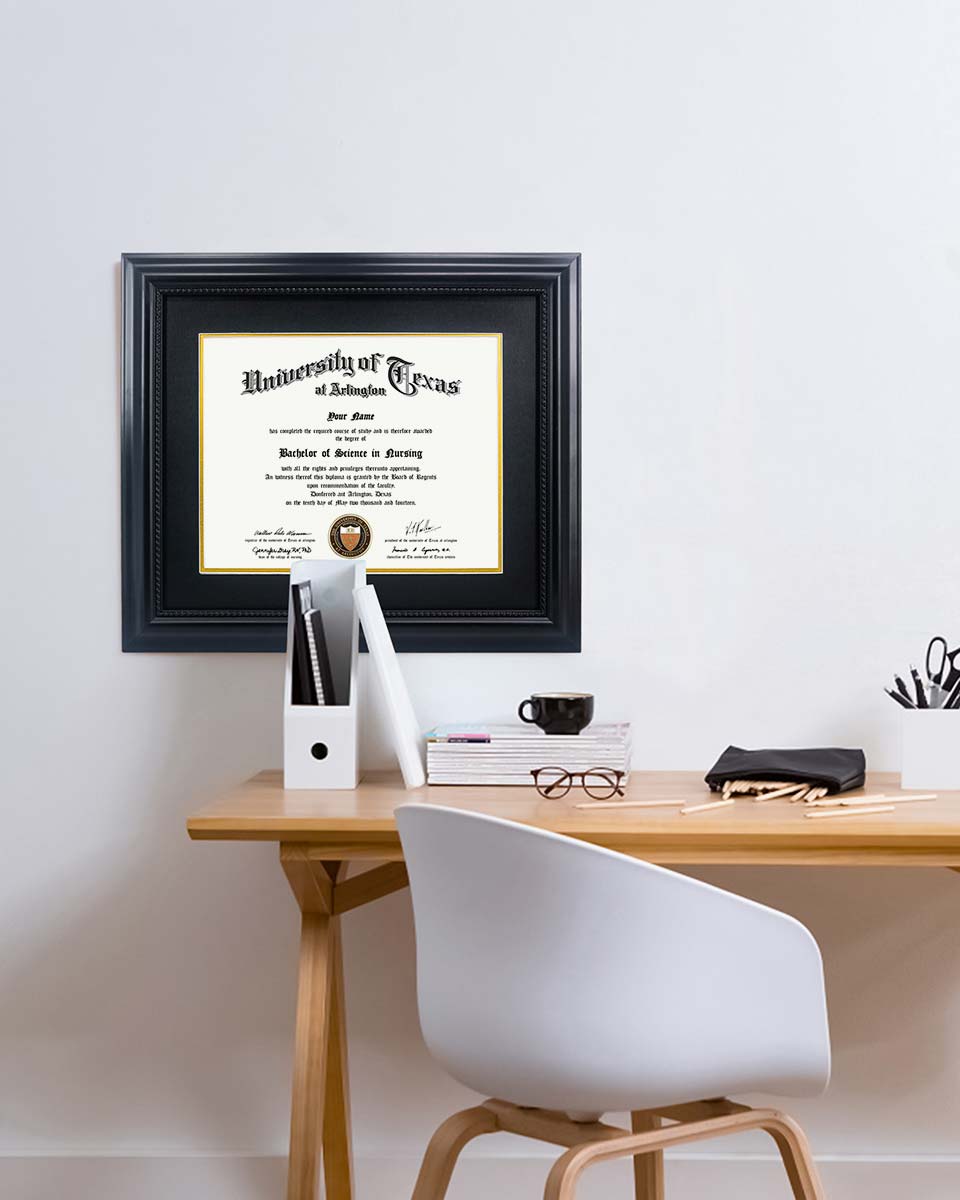 Certificate Solid Wood Frame with Intricate Black Rope Detail for 11"*14"/15"*18" - 10 Colors Available
