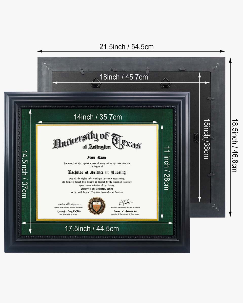 Certificate Solid Wood Frame with Intricate Black Rope Detail for 11"*14"/15"*18" - 10 Colors Available