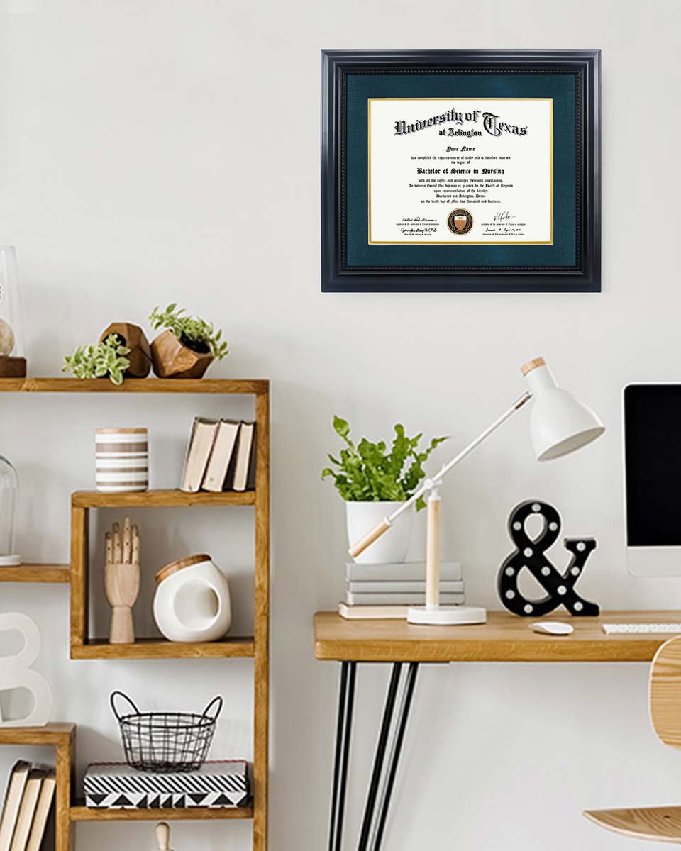 Certificate Solid Wood Frame with Intricate Black Rope Detail for 11"*14"/15"*18" - 10 Colors Available