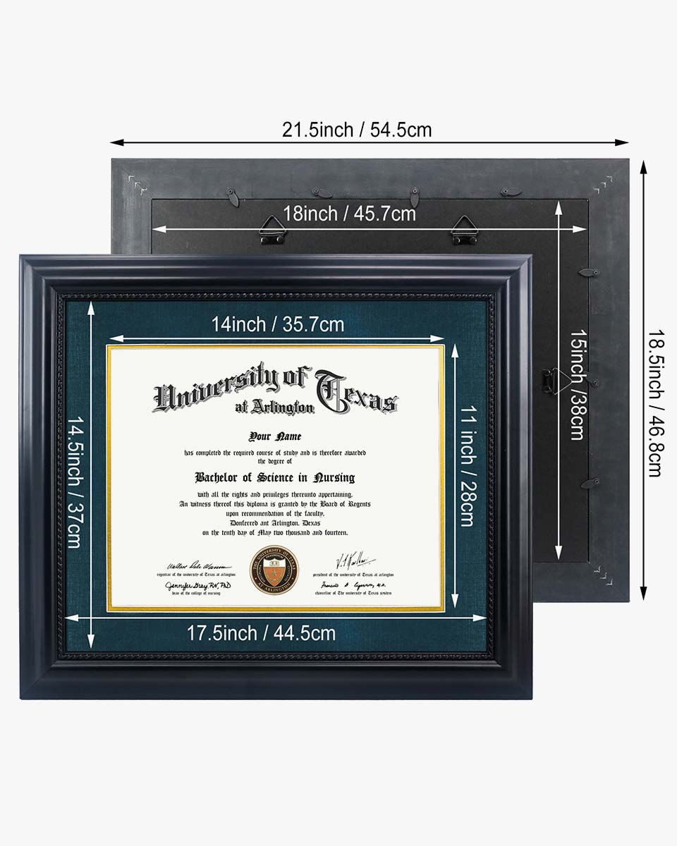 Certificate Solid Wood Frame with Intricate Black Rope Detail for 11"*14"/15"*18" - 10 Colors Available