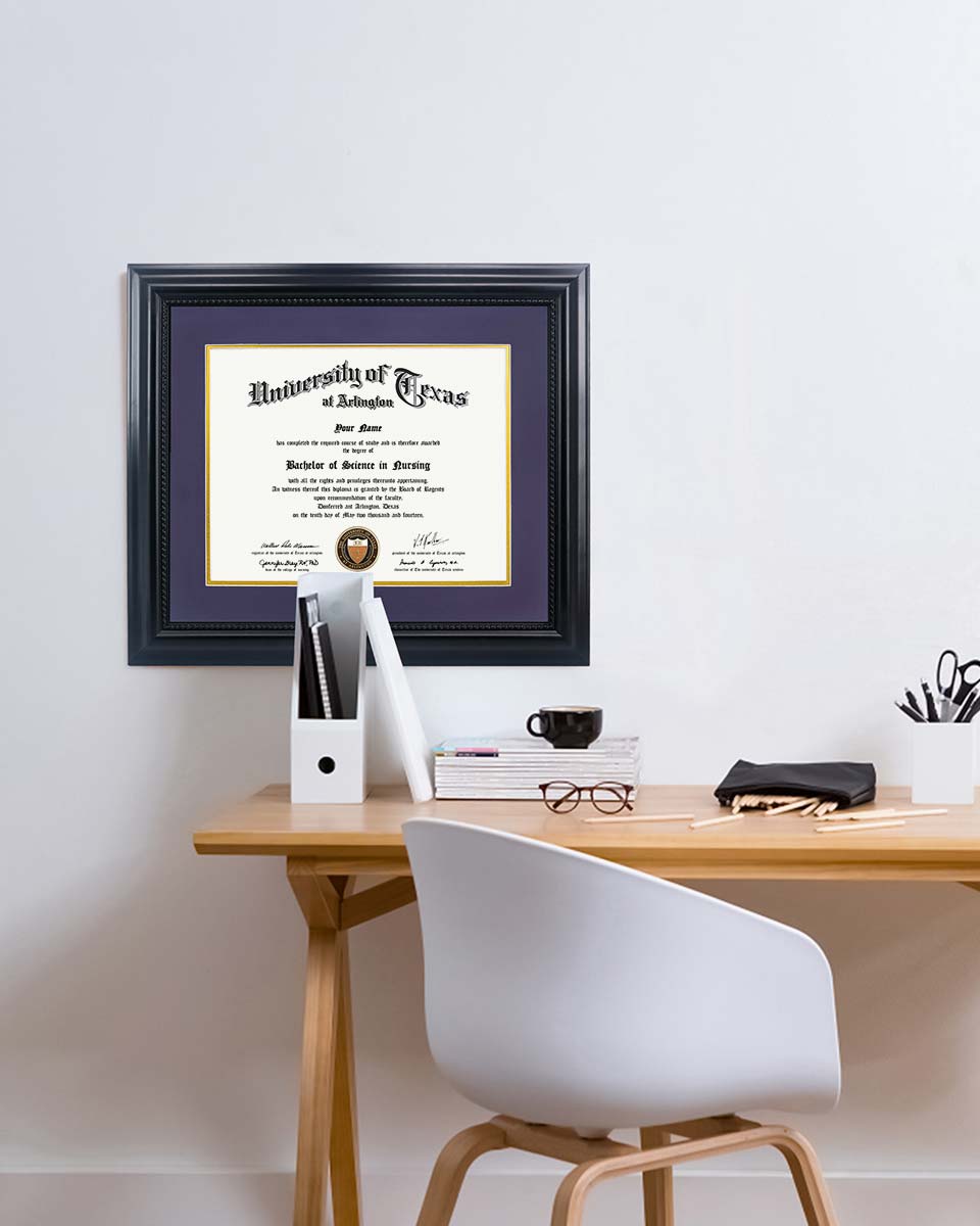 Certificate Solid Wood Frame with Intricate Black Rope Detail for 11"*14"/15"*18" - 10 Colors Available