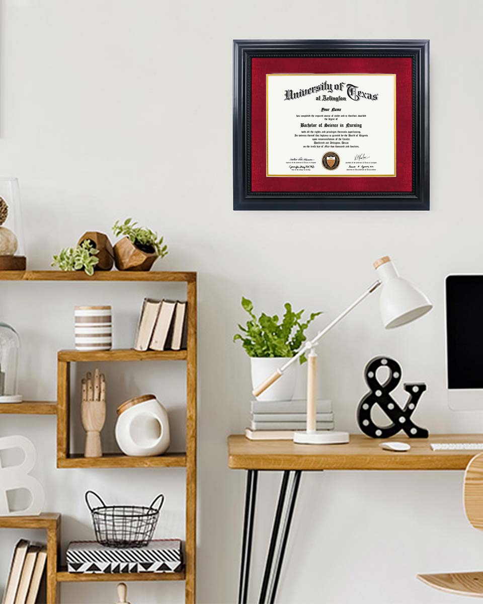 Certificate Solid Wood Frame with Intricate Black Rope Detail for 11"*14"/15"*18" - 10 Colors Available