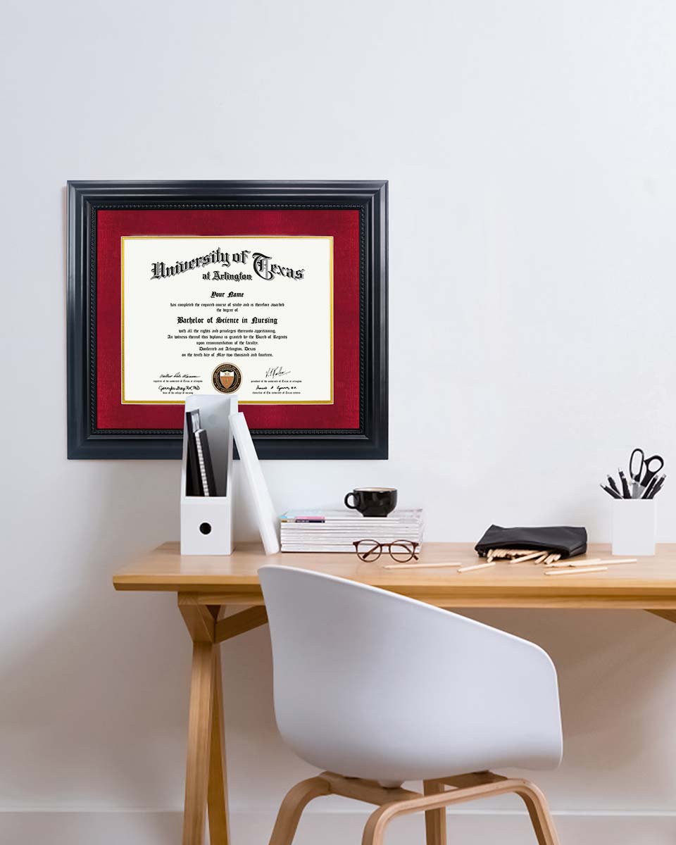 Certificate Solid Wood Frame with Intricate Black Rope Detail for 11"*14"/15"*18" - 10 Colors Available
