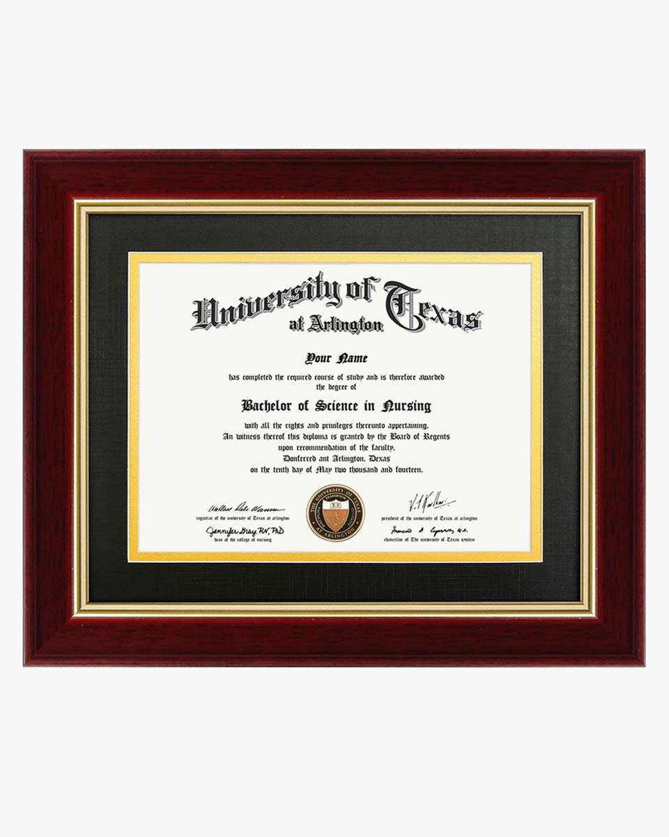 Wood Diploma Frame with Gold Trim Tempered Glass for 6*8 / 8*10 - 2 Colors Available