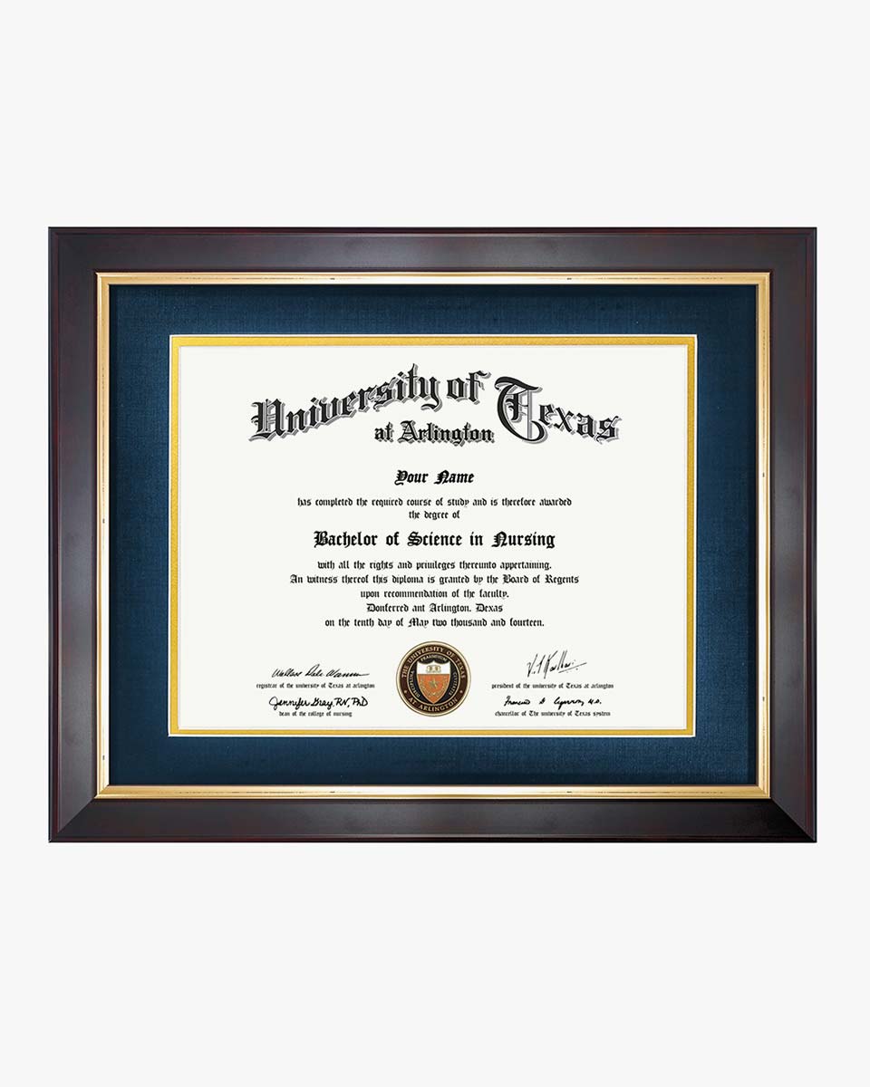 Wood Diploma Frame with Gold Trim Tempered Glass 8.5*11 /11*14 – 15 Colors Available