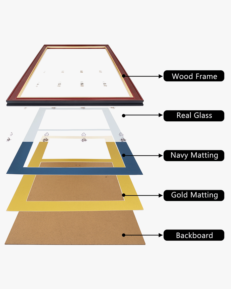 Double Certificate Wood Diploma Frame with Gold Trim for 8.5"x11" – 2 Colors Available