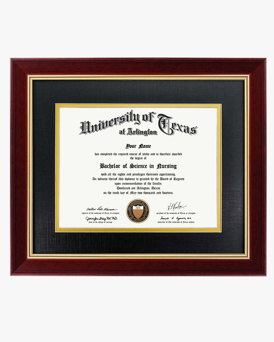 Wood Diploma Frame with Gold Trim Tempered Glass for 7*9 / 10*12 - 2 Colors Available
