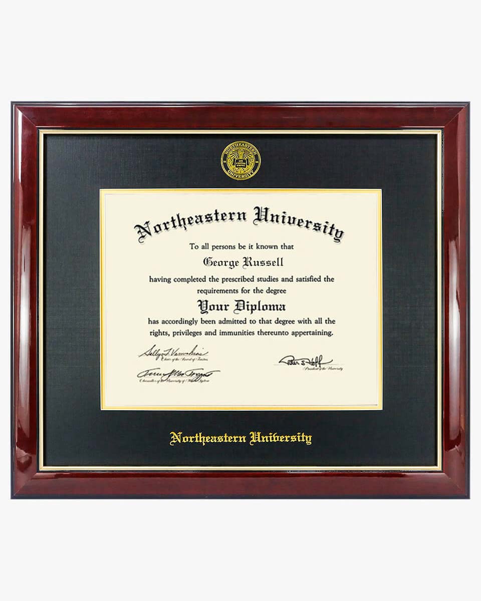 Deluxe Wooded Certificate Frame - Northeastern University