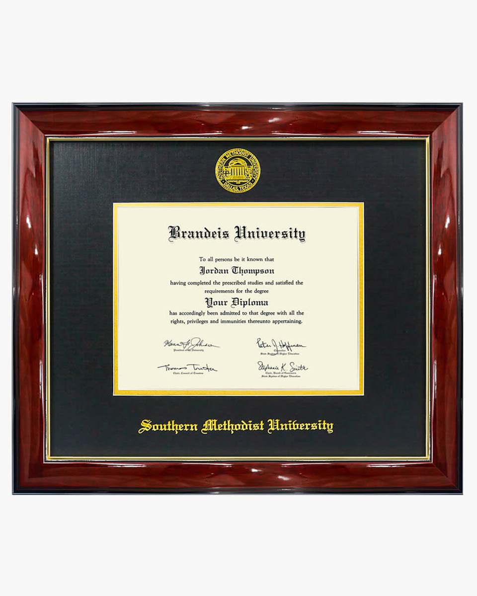 Deluxe Wooded Certificate Frame - Southern Methodist University
