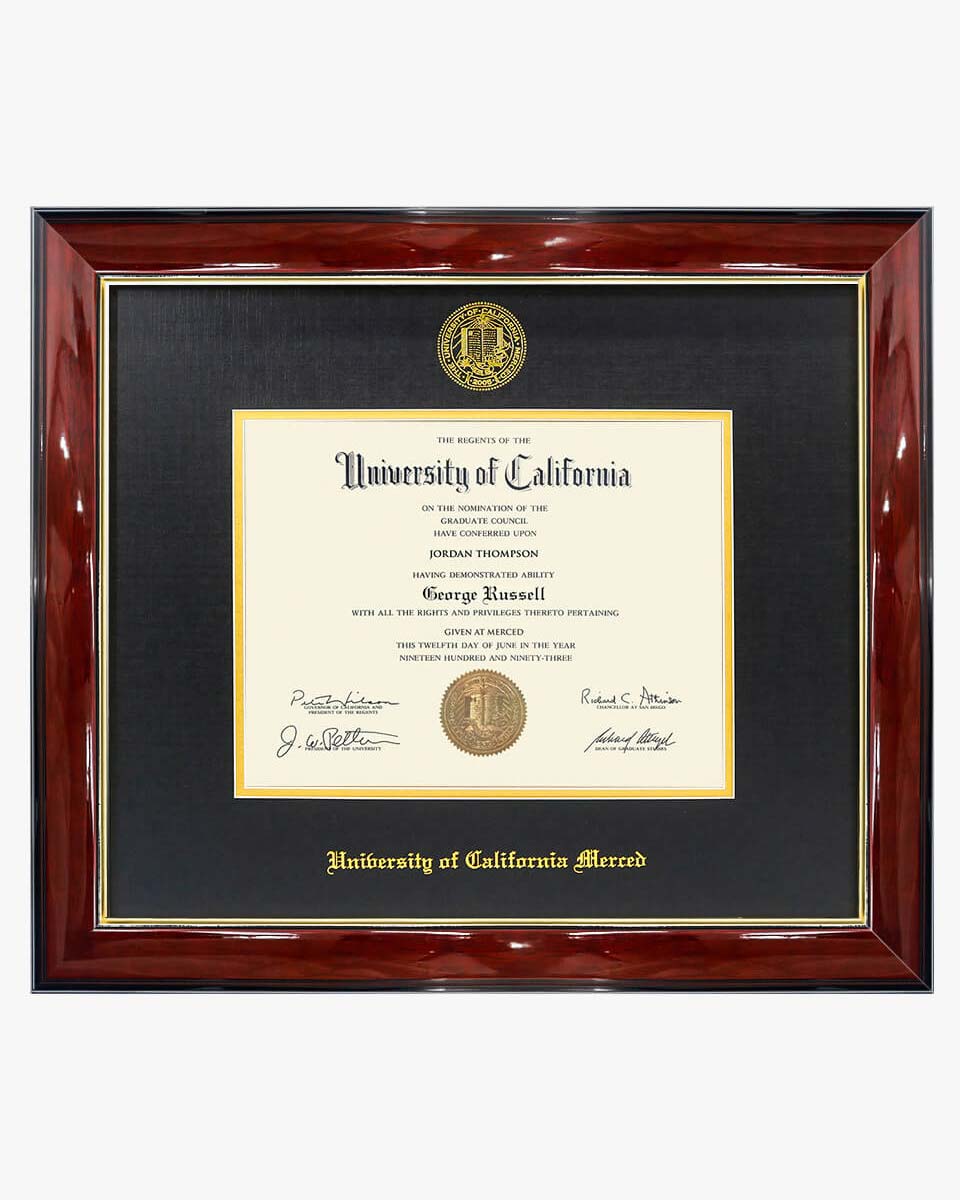 Deluxe Wooded Certificate Frame - University of California Merced