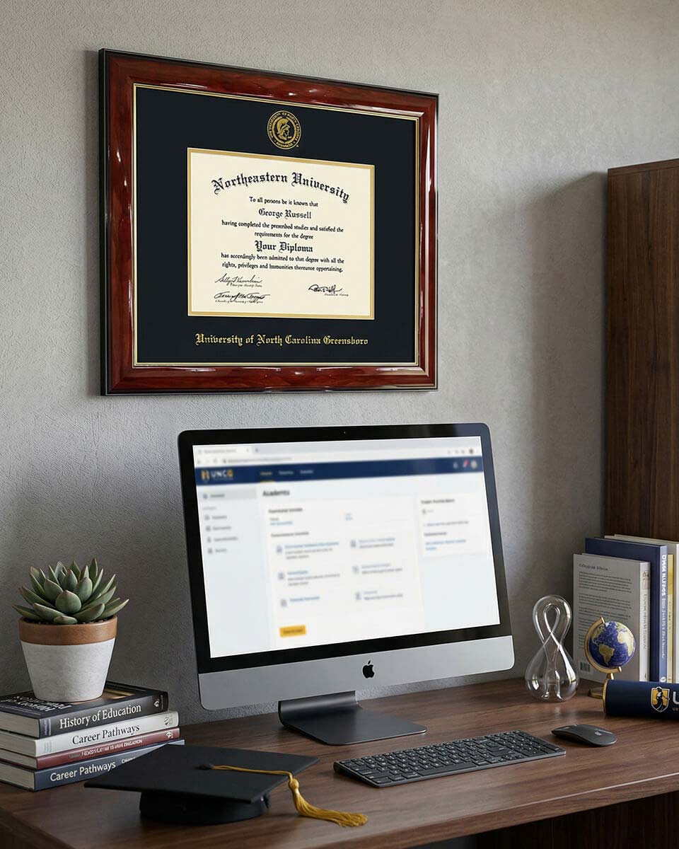 Deluxe Wooded Certificate Frame with Gold Foiled Logo - Various Universities Available