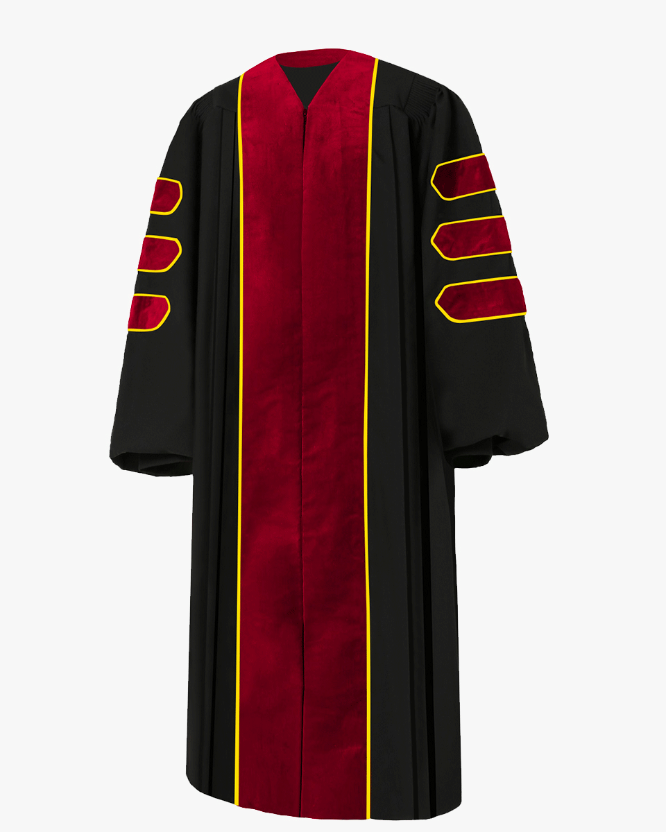 Deluxe Doctoral Academic Gown Only - Scarlet with Gold Piping