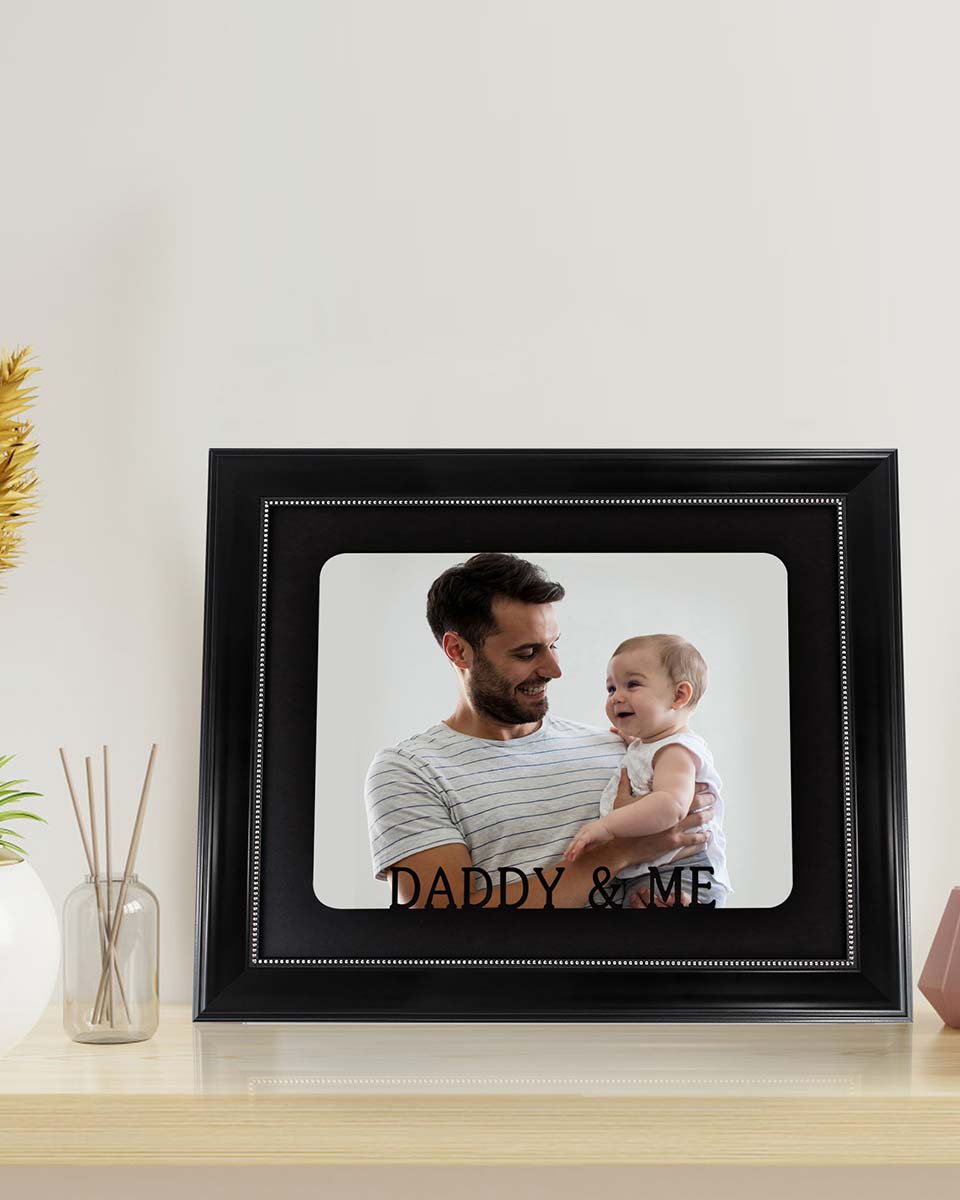 Black with Silver Beads Wall & Tabletop Design Picture Frame for 8x10 Photo - 2 Styles Available