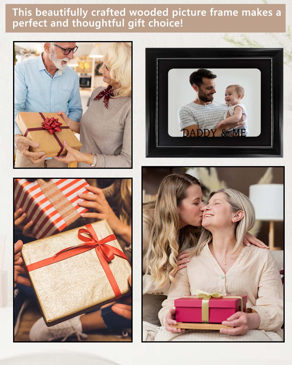 Black with Silver Beads Wall & Tabletop Design Picture Frame for 8x10 Photo - 2 Styles Available