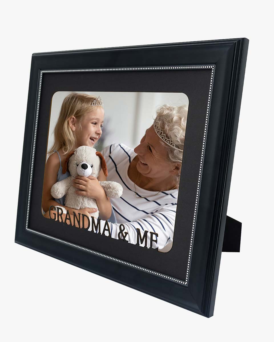 Black with Silver Beads Wall & Tabletop Design Picture Frame for 8x10 Photo - 2 Styles Available