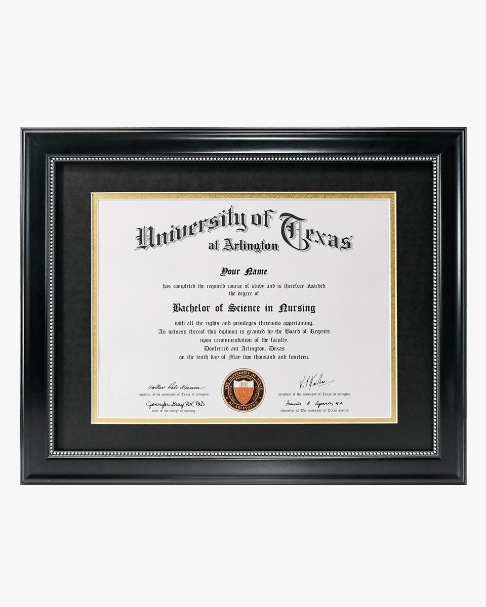 Certificate Recycled Polystyrene Frame with Black Gold Double Mat for 8.5"*11" - 2 Colors Available