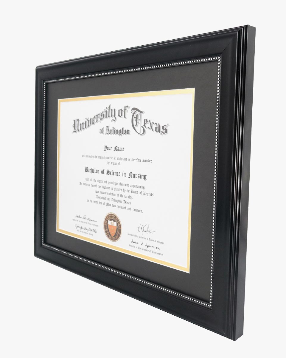 Certificate Recycled Polystyrene Frame with Black Gold Double Mat for 8.5"*11" - 2 Colors Available