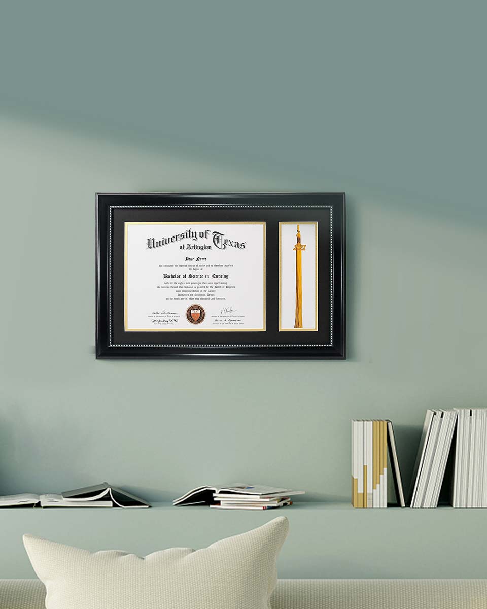 Certificate Document Recycled Polystyrene Frame with Tassel Holder for 8.5"x11'' - 4 Colors Available
