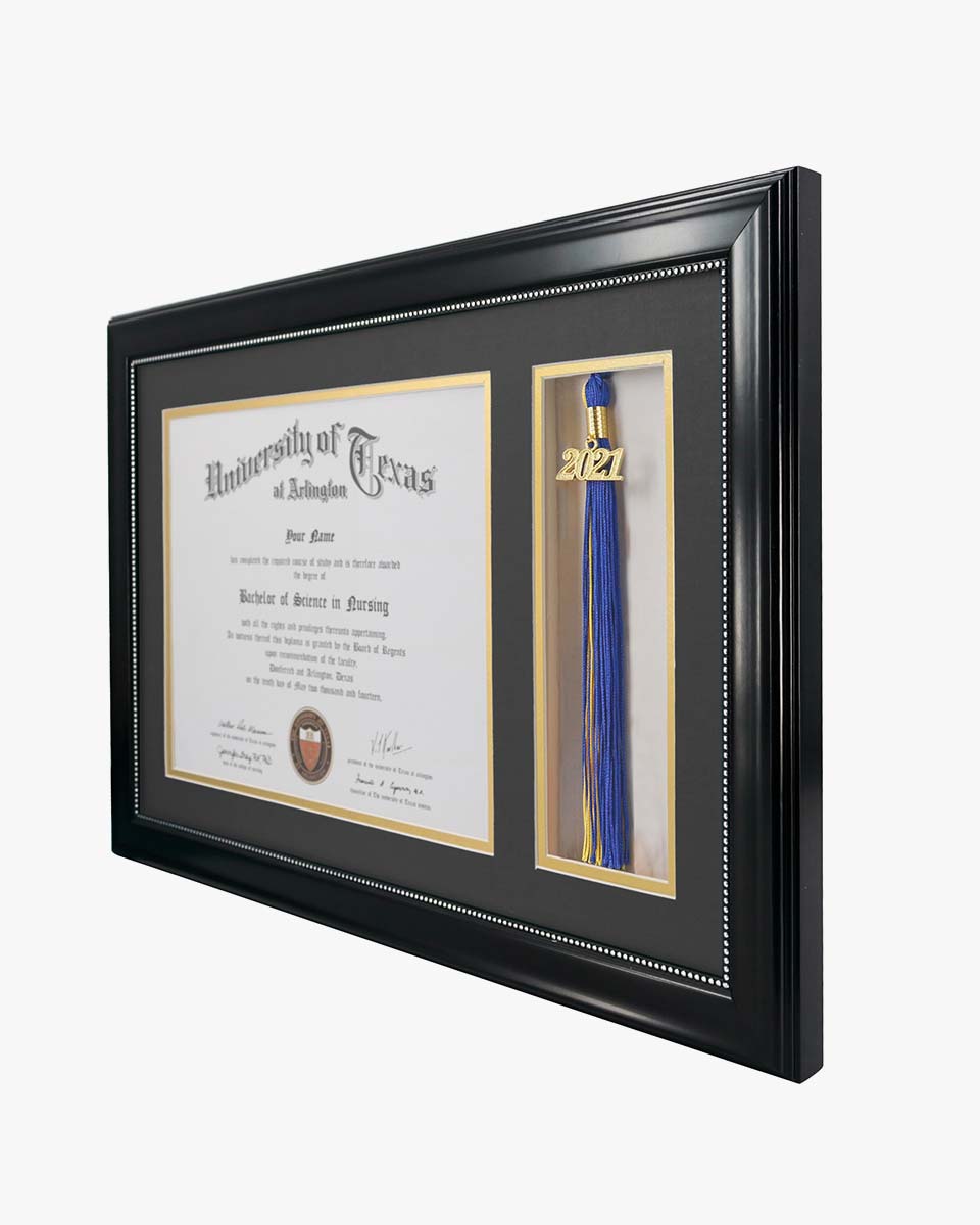 Certificate Document Recycled Polystyrene Frame with Tassel Holder for 8.5"x11'' - 4 Colors Available