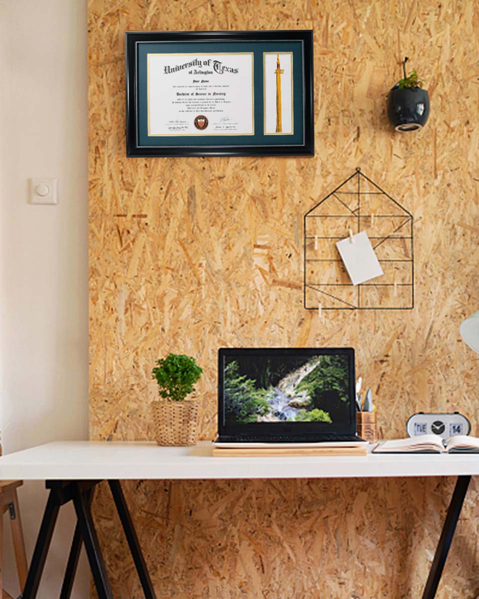 Certificate Document Recycled Polystyrene Frame with Tassel Holder for 8.5"x11'' - 4 Colors Available