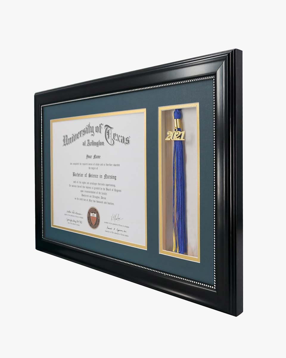 Certificate Document Recycled Polystyrene Frame with Tassel Holder for 8.5"x11'' - 4 Colors Available