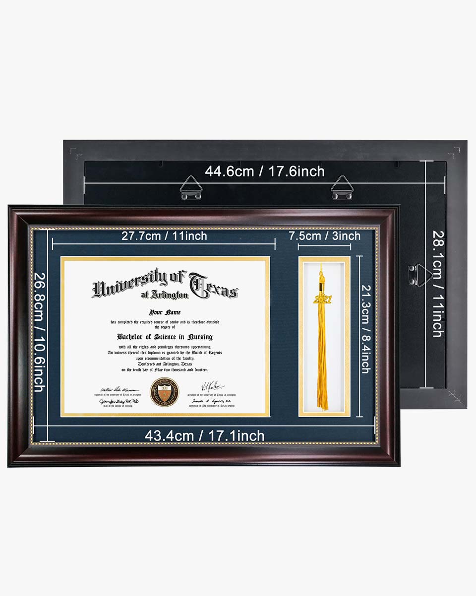 Certificate Document Recycled Polystyrene Frame with Tassel Holder for 8.5"x11'' - 4 Colors Available