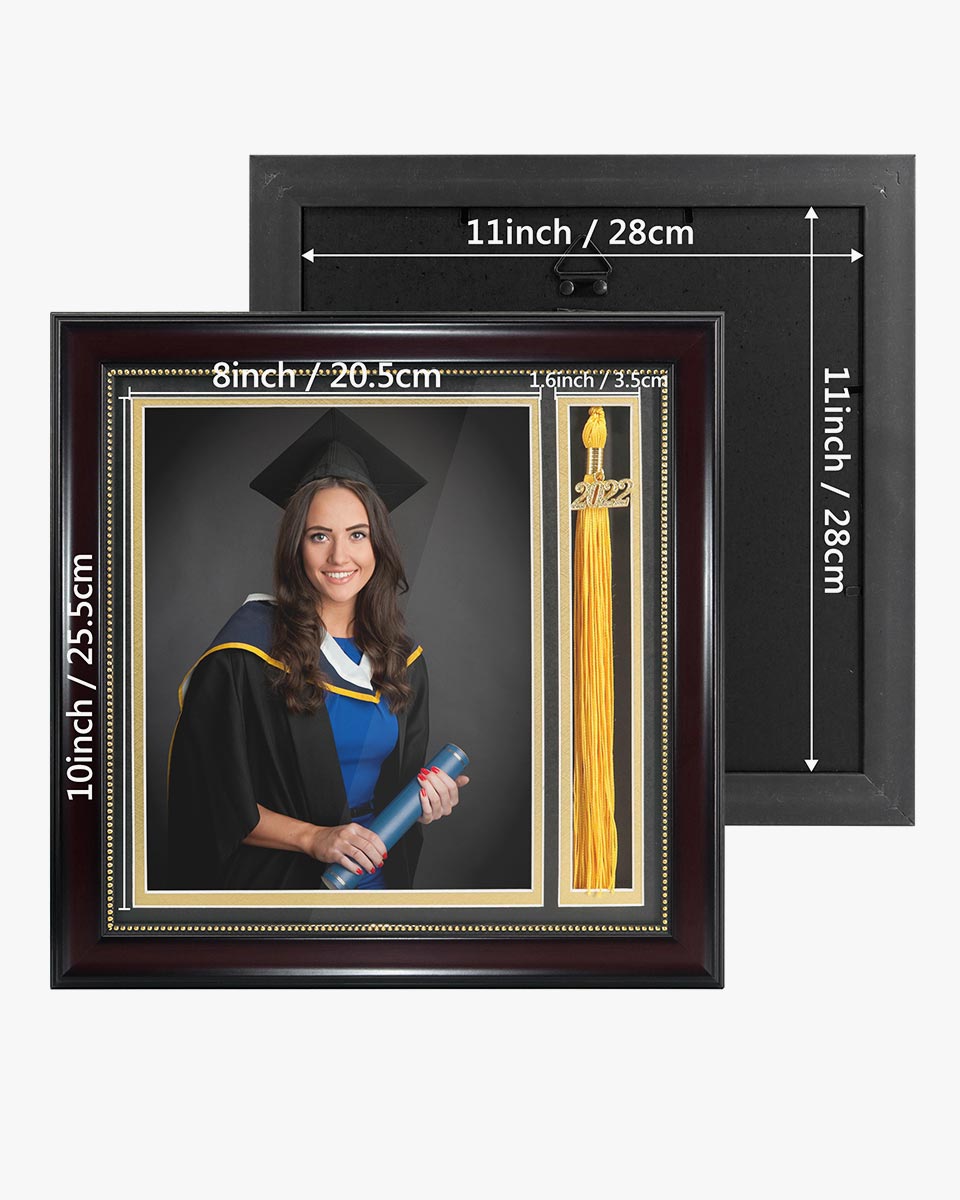 Graduation Shadow Box Frame for Photo with Tassel Insert - 3 Sizes Available