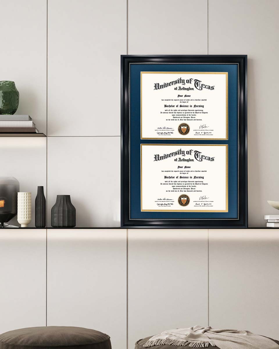 Double Certificate Document Recycled Polystyrene Frame for 8.5"*11" - 4 Colors Available