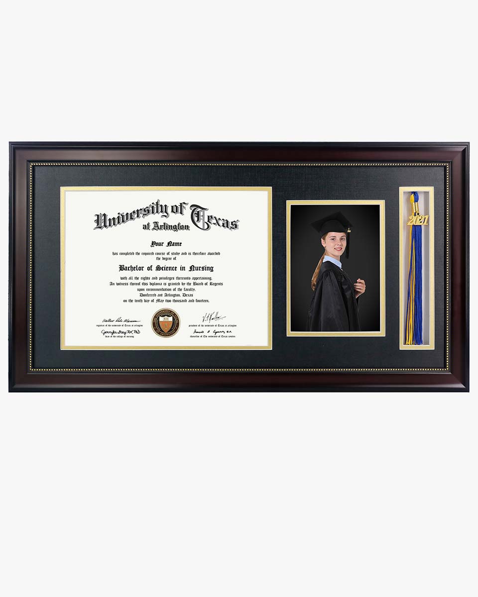 Certificate Document Recycled Polystyrene Frame with Tassel Holder for 8.5"x11'' - 4 Colors Available
