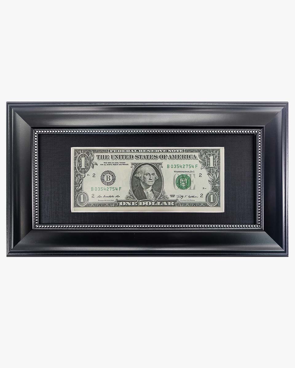 Dollar Bill Frame with Black Mat or Display 4x9 Picture without Mat - 2 Colors Available