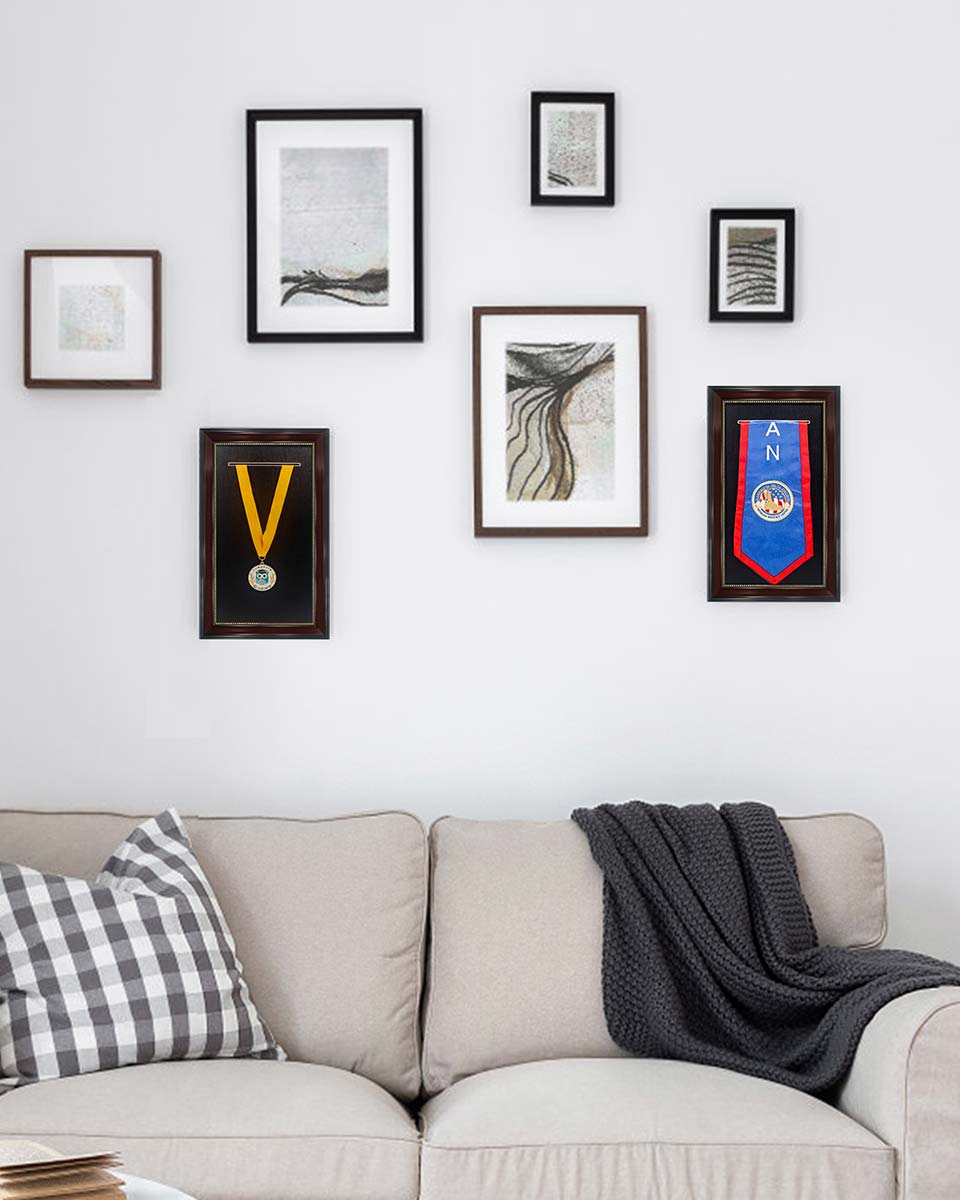 Graduation Stole and Medal Frame with Black Single Slot Mat, HD Glass - 4 Styles Available
