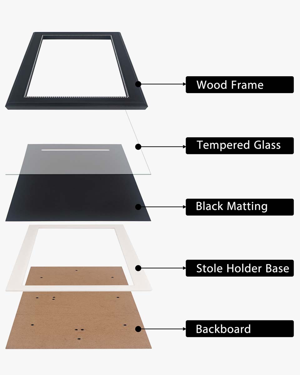 Graduation Stole and Medal Frame with Black Single Slot Mat, HD Glass - 4 Styles Available