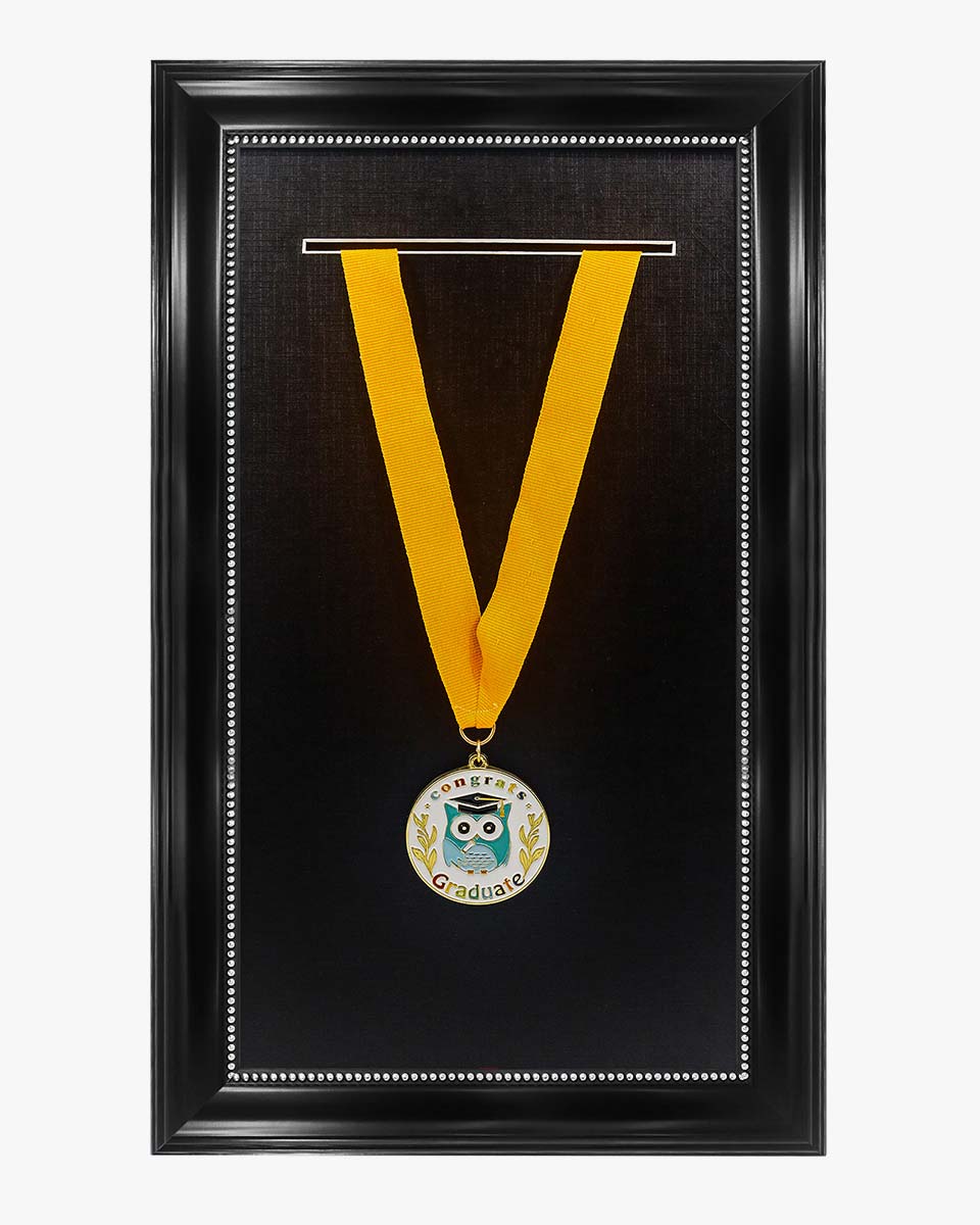 Graduation Stole and Medal Frame with Black Single Slot Mat, HD Glass - 4 Styles Available