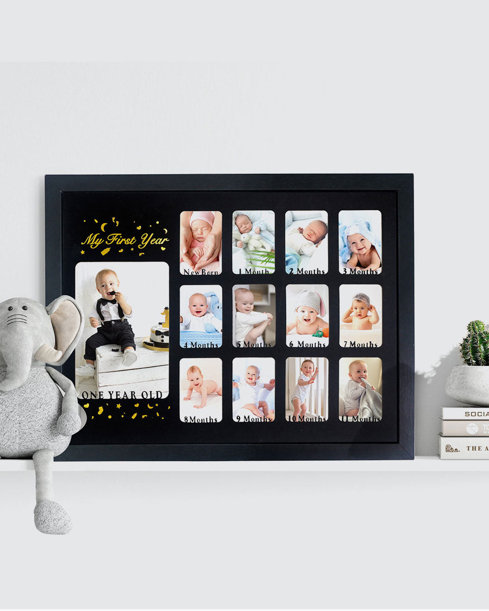 12 x 16 Baby First Years Picture Frame for 12 Month Photos - 2 Colors Available