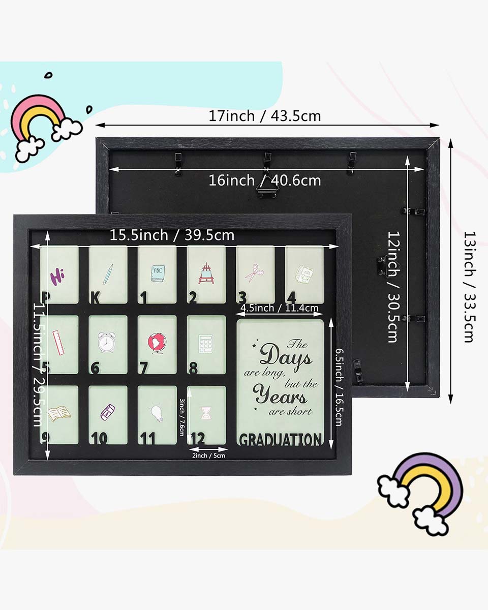 12×16 School Picture Frame for Pre-K to 12 Graduation Photo - 2 Colors Available