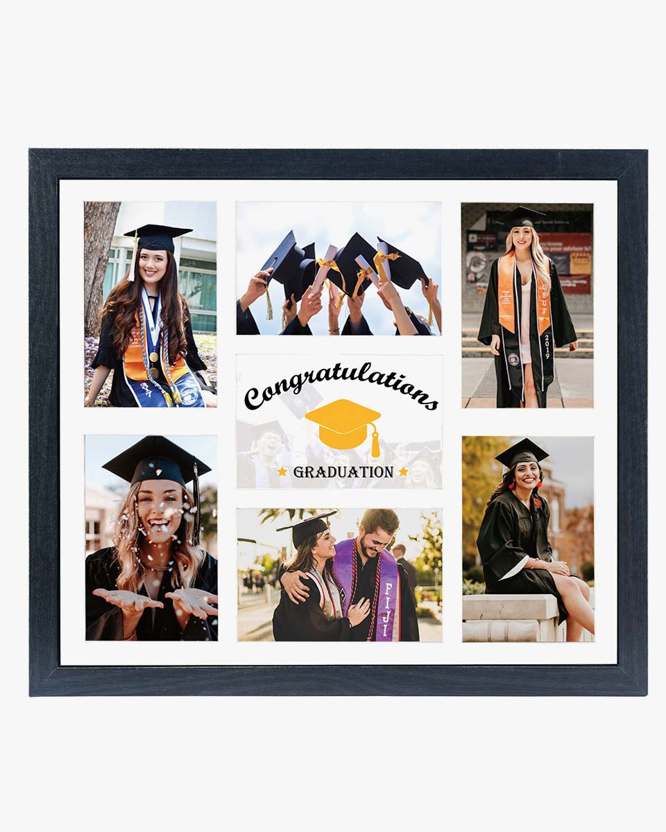 Graduation Multi-Year School Picture Frame with 7 Openings 4X6 Pictures