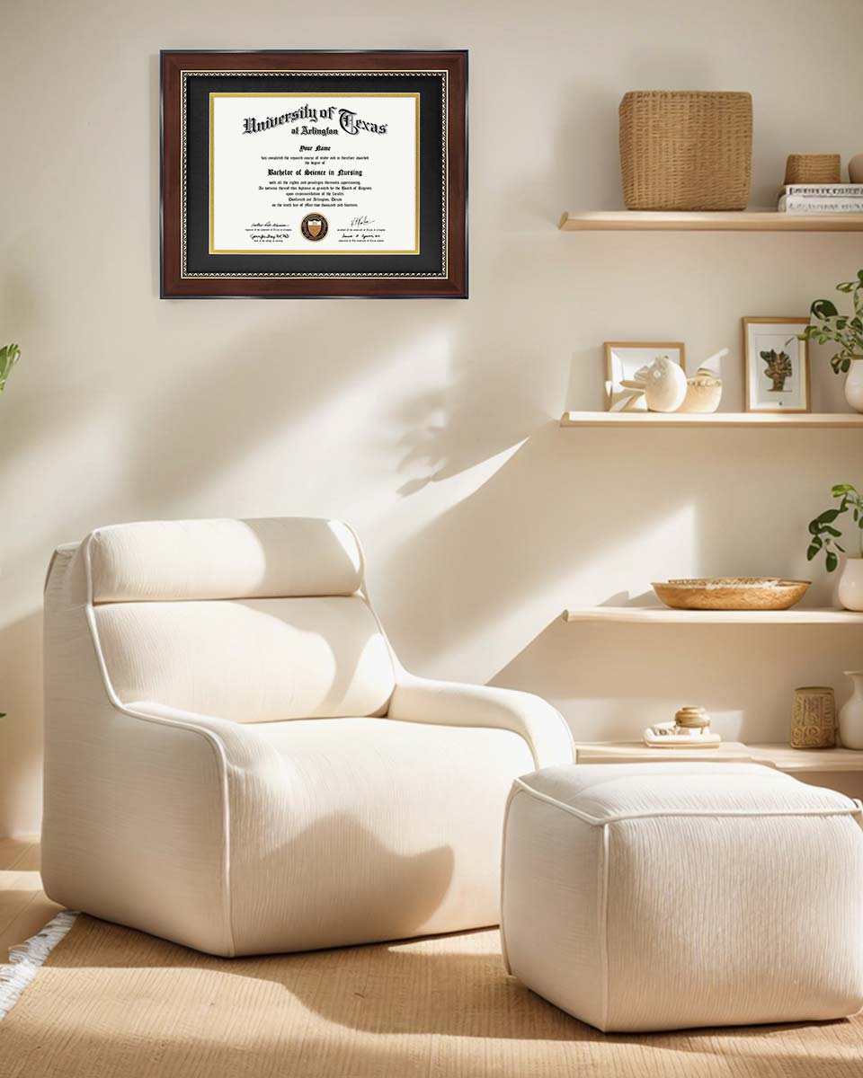 Certificate Recycled Polystyrene Frame with Gold Beads and Trim Tempered Glass for 8.5*11 / 11*14