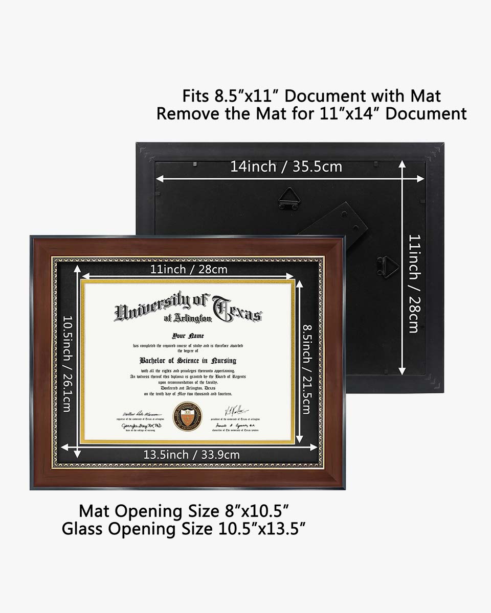Certificate Recycled Polystyrene Frame with Gold Beads and Trim Tempered Glass for 8.5*11 / 11*14