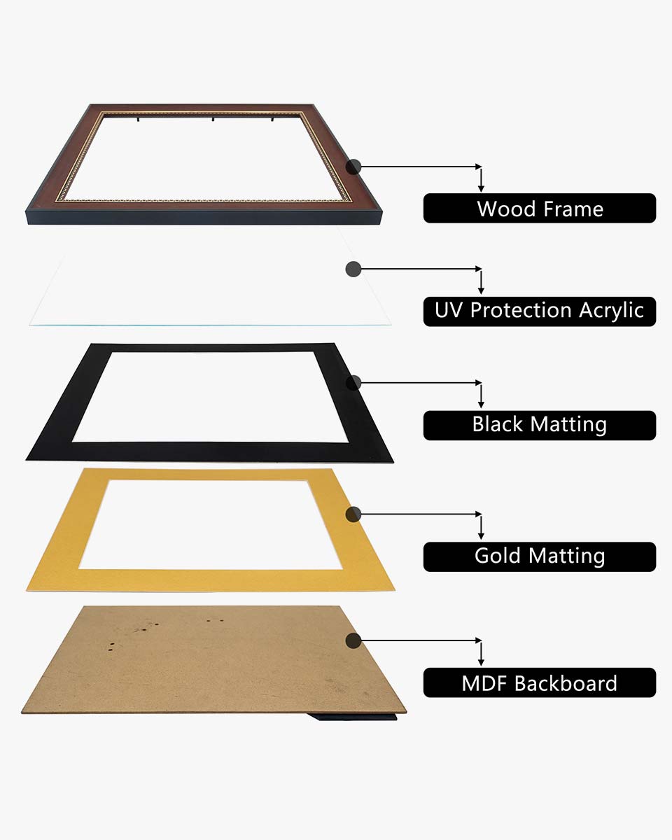 Certificate Recycled Polystyrene Frame with Gold Beads and Trim Tempered Glass for 8.5*11 / 11*14