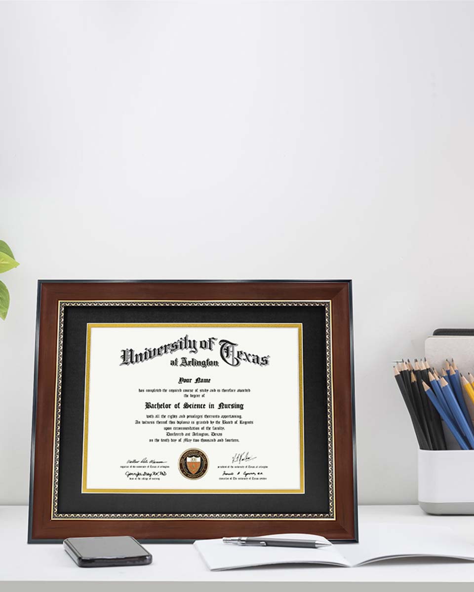 Certificate Recycled Polystyrene Frame with Gold Beads and Trim Tempered Glass for 8.5*11 / 11*14